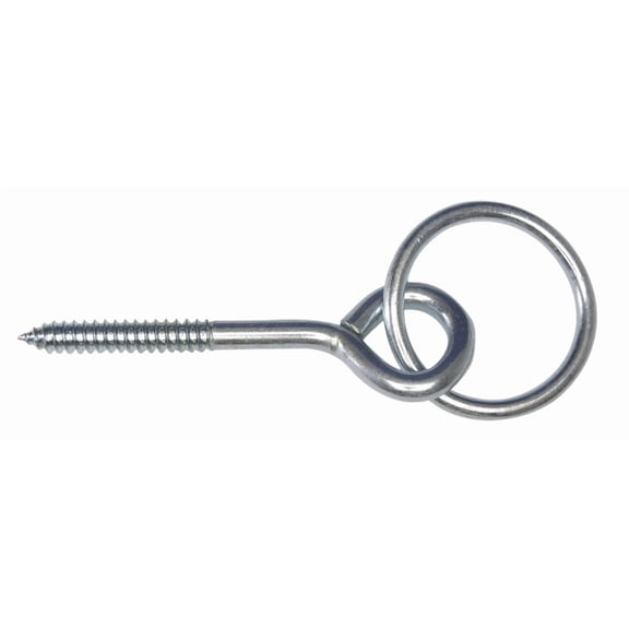 Campbell T7663550 Hitch Ring with Screw Eye, Zinc Plated, 2" Size, 3-1/2" Length, 90 lbs Load Capacity