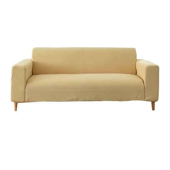 Dowbom Super Stretch Sofa Slipcover,Jacquard Couch Cover with Elastic Bottom Furniture Protector Universal Washable Non-slip Anti-Scratch Sofa Cover for Pets Cat Dog Kids-1 Seater(90-140cm)-yellow