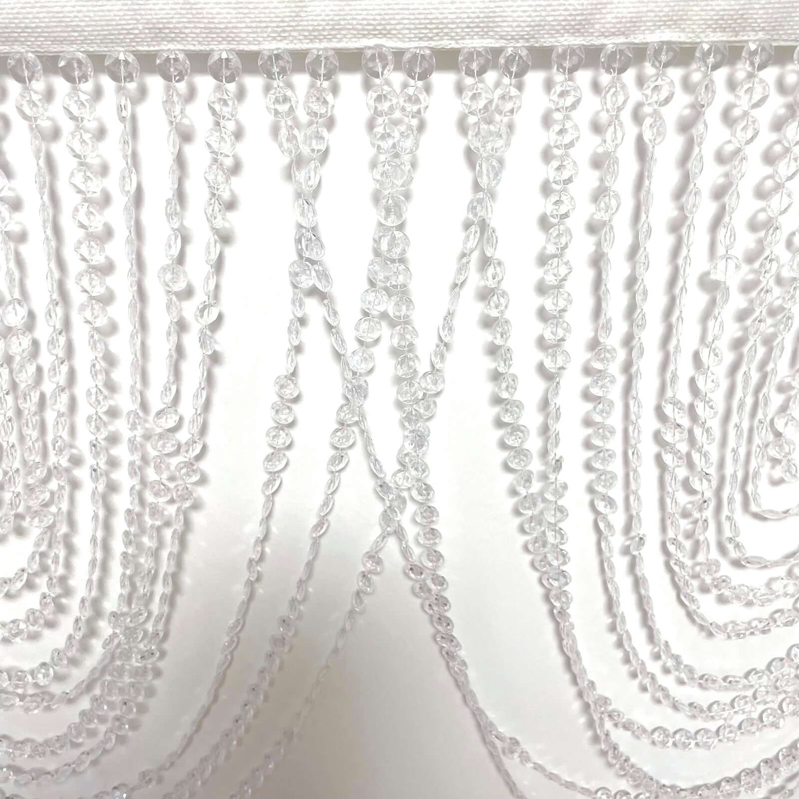 Balsa Circle 2 Clear Acrylic Crystal Beaded Doorway Curtains Valance Fabric Top Rod Pocket Party Decorations