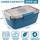 thumbnail image 3 of Fiambrera - 2000 ml - Caja Bento - con compartimentos - Recipiente para ensalada - con recipiente para salsa - Apta para microondas y lavavajillas - Apta para niños y adultos - Azul, 3 of 5