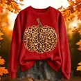 thumbnail image 4 of FASHOFT Halloween Sweatshirt for Women Leopard Print Pumpkin Graphic Pullover Long Sleeve Crew Neck Tops Cozy Fall Winter Sweatshirts L, 4 of 4