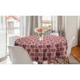 thumbnail image 1 of Floral Round Tablecloth, Composition of Budding Flowers on Branches on a Peach Tone Background, Circle Table Cloth Cover for Dining Room Kitchen Decor, 60", Dark Indigo and Salmon, by Ambesonne, 1 of 1
