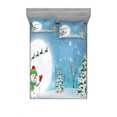 thumbnail image 2 of Christmas Bedding Set with Sheet & Covers, Jolly Snowman Under Full Moon Waving to Santa Claus with Reindeer Sleigh Kids, Printed Bedroom Decor 2 Shams, 4 Sizes, White Blue, by Ambesonne, 2 of 3