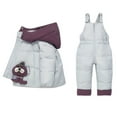 thumbnail image 3 of PXLKNZH Kids Down Jacket & Bib Pants Set Cartoon Sloth 2-Piece Snowsuit Winter Warm Snowy Children Snow Outfit,Blue,9 Months, 3 of 7