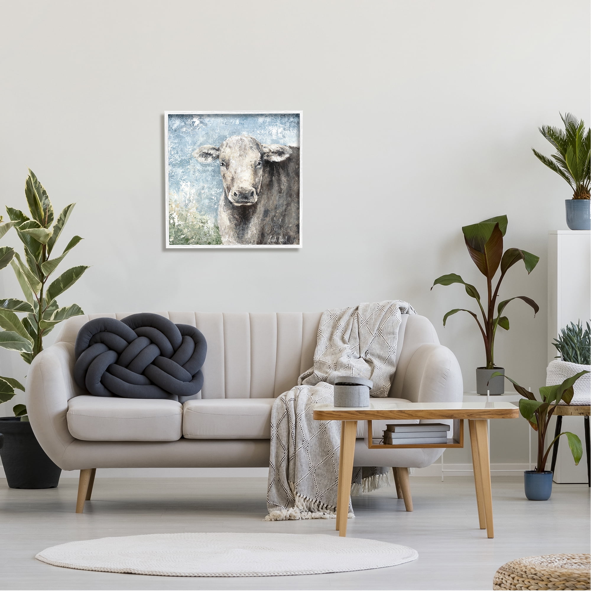 Stupell Industries Abstract Dappled Cow Portrait Animals & Insects Painting White Framed Art Print Wall Art, 24 x 24