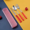thumbnail image 1 of Nvzi juego de utensilios de acero inoxidable, juego de cubiertos, cuchara, tenedor y palillos, color rojo, 1 of 4