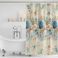 thumbnail image 3 of Beach Coastal Beige Shower Curtain, Waterproof Shower Curtains for Bathroom, Nautical Shell Starfish Coral Summer Washable Fabric Bathtub Curtain Set Bath Decor with 12 Hooks Stall 36"x72", 3 of 8