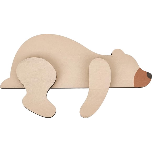 CREATCABIN Woodland Nursery Decor Wilderness Sleeping Bear Wall Stickers Forest Animal Rustic Wooden Wall Art for Nursery Shelf Desk Farmhouse Door Topper Bedroom Living Room Decor 6.5x11in