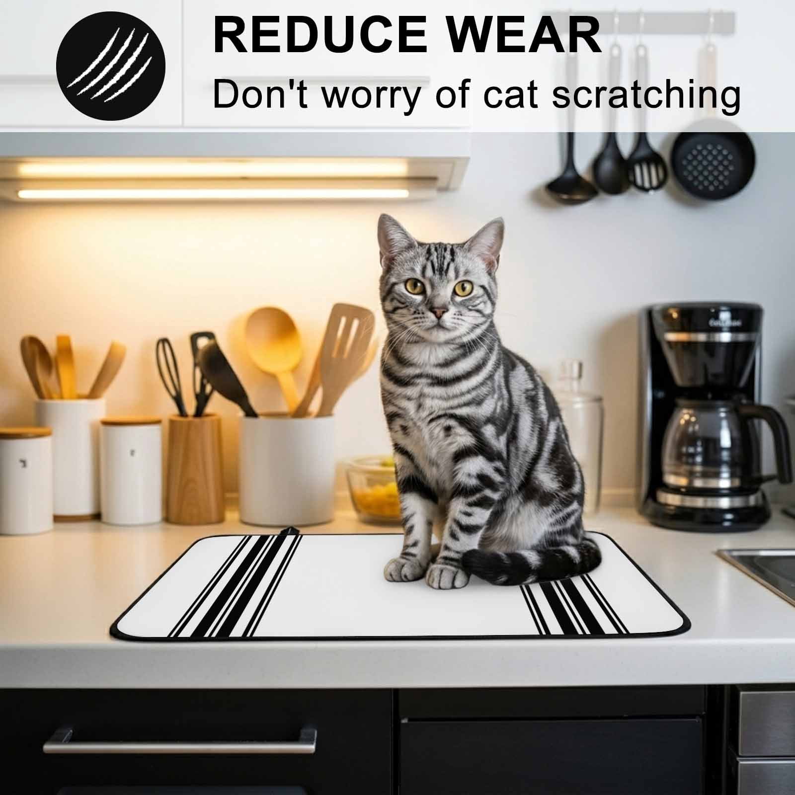 Black White Stripe, Stove Top Cover for Electric Stove, Heat-proof & Non Slip Glass Top Stove Cover Protector, Abstract Geometric Kitchen Flat Cooktop Rubber Mat 24x21 Inches
