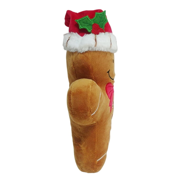 Vibrant Life Holiday Plush Dog Toy, Gingrbread Man with Santa Hat