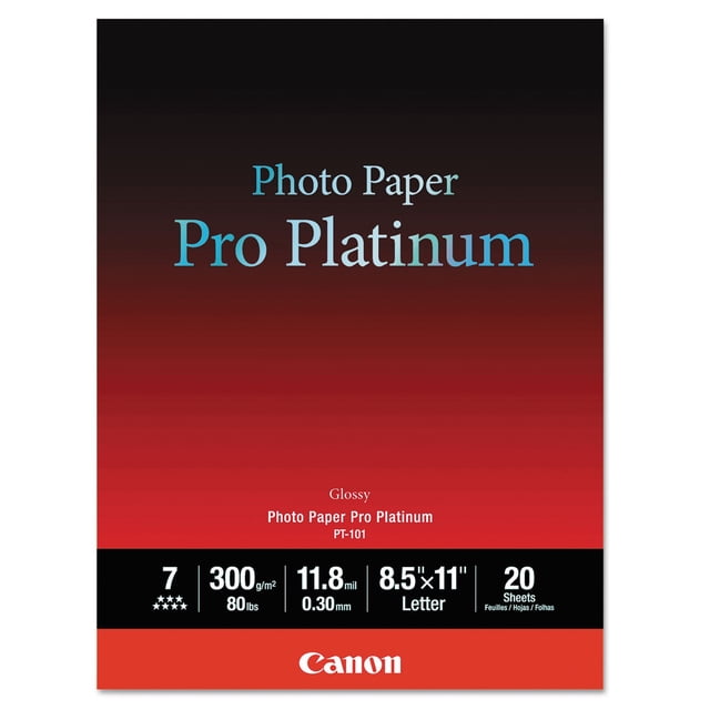 Papel fotográfico Canon 2768B022 Pro Platinum 8.5 x 11 pulgadas, 20 hojas