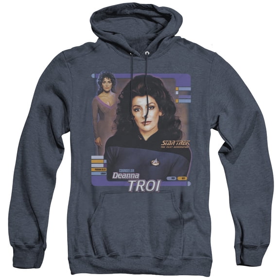 Star Trek Deanna Troi Adult Heather Hoodie Sweatshirt Navy