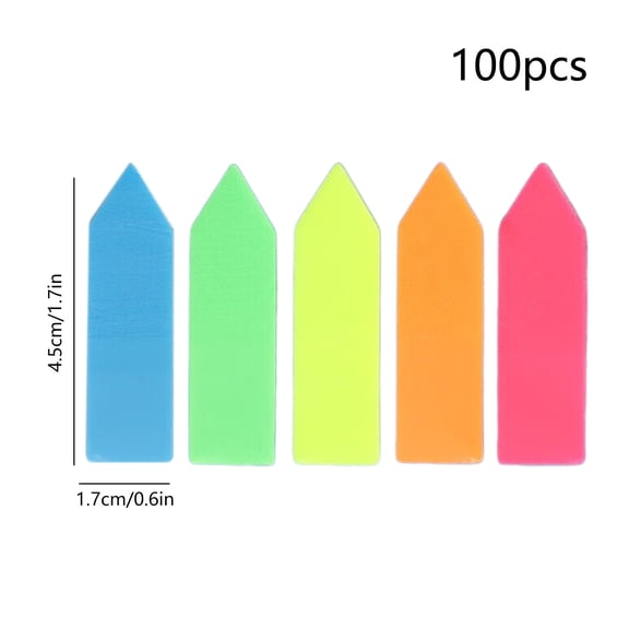Rkxzt Paper Sticky Notes,100-Pack Transparent Sticky Note Tabs,5 Fluorescent Colors,7.5x5cm & 4.5x1.7cm Page Markers for Books and Notes,Office Storage