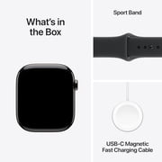 Apple Watch Series 11 [GPS + Cellular 42mm] Smartwatch with Slate Titanium Case with Black Sport Band - S/M
