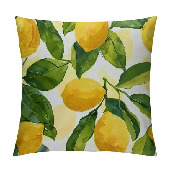 Creowell Decorative Throw Pillow Covers, Lemon Pillow Covers, Summer Fruit Pillowcase Soft Solid Square Cushion Case for Living Room Couch Bed Sofa