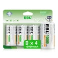 thumbnail image 1 of Baterías recargables D EBL 10000 mAh Ni-MH de alta capacidad (4), 1 of 6