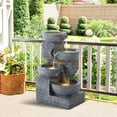 thumbnail image 2 of Magic Union Outdoor Water Fountain, 4-Tier Cascading Rock Bowls Waterfall Fountains w/LED Lights for Garden Yard Decor, Indoor Floor-Standing Resin Water Feature for Patio Deck Porch and Home, 2 of 8