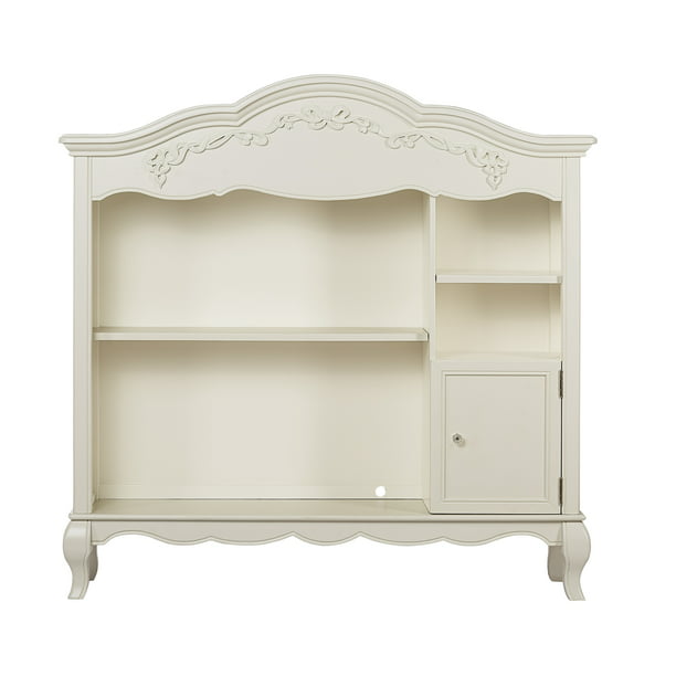 Evolur Aurora Hutch And Bookcase Ivory, Distressed Ivory Bookcase
