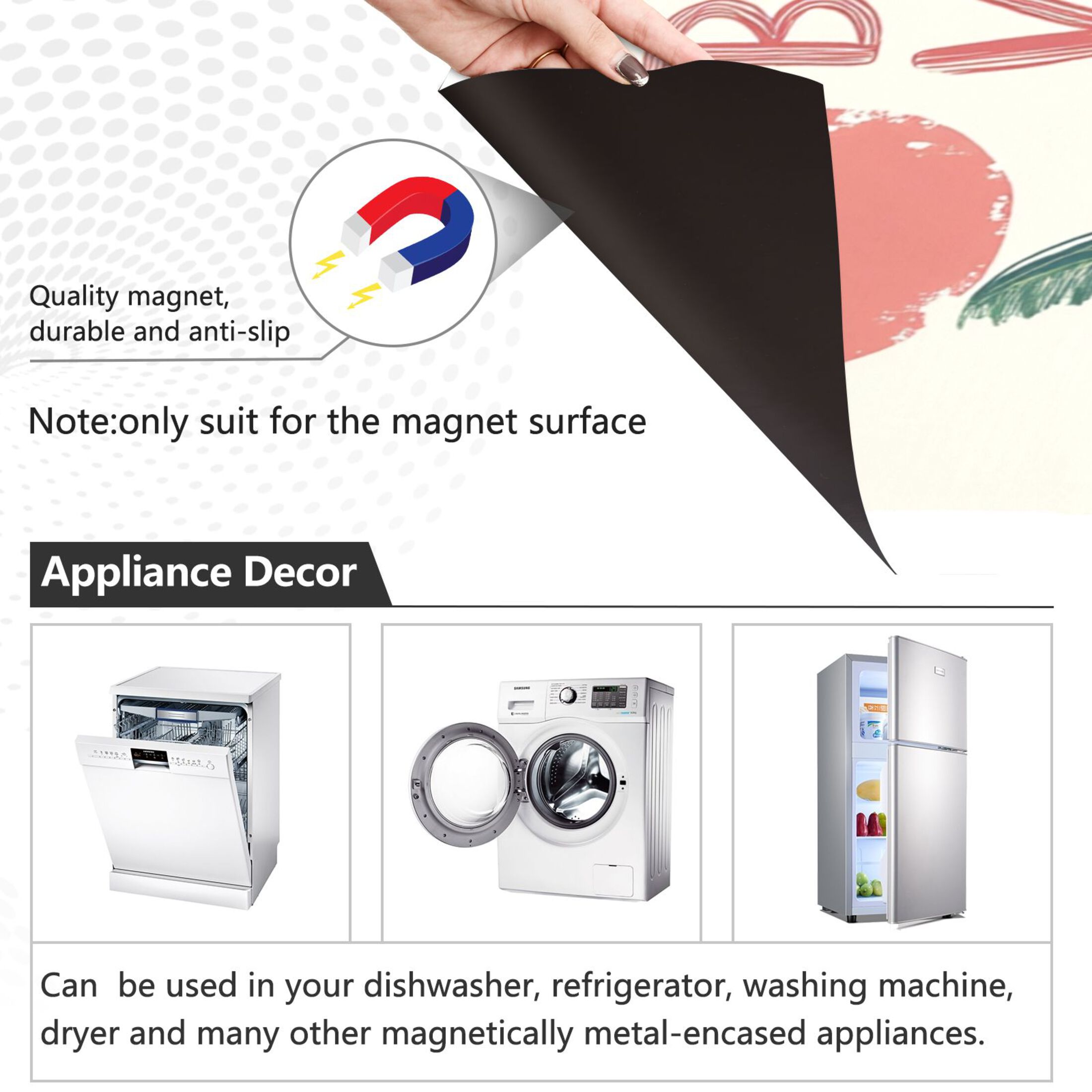 Dishwasher Magnetic Sticker 23x26 Inch Refrigerator Magnetic Sticker Washing Machine Magnetic Sticker Kitchen Panel Magnetic Sticker Home Decor Three Green Coconut Trees