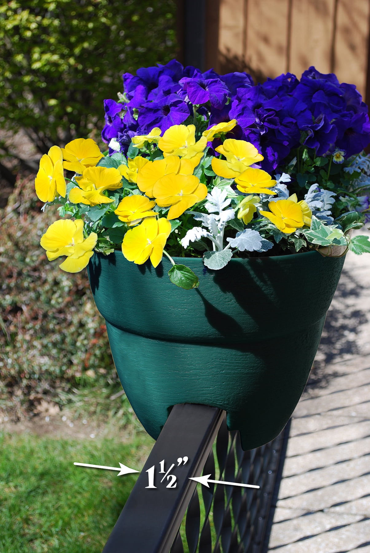 Bloomers Railing Planter with Drainage Holes – 24" Weatherproof Resin Planter  – Hunter Green