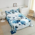 thumbnail image 4 of Girls Flower Twin Bedding Sets Hydrangea Floral Comforter Set for Women,Blue Gradient Bedding Comforter Sets Vintage Ombre Duvet Insert,Oil Painting Aesthetic Down Comforter Room Decorative, 4 of 7