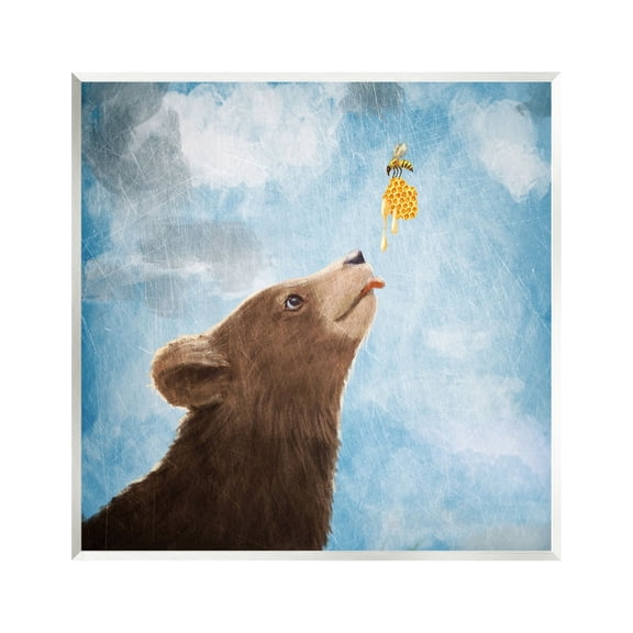 Stupell Industries Bear & Honey Bee Animals & Insects Painting Unframed Art Print Wall Art, 12 x 12