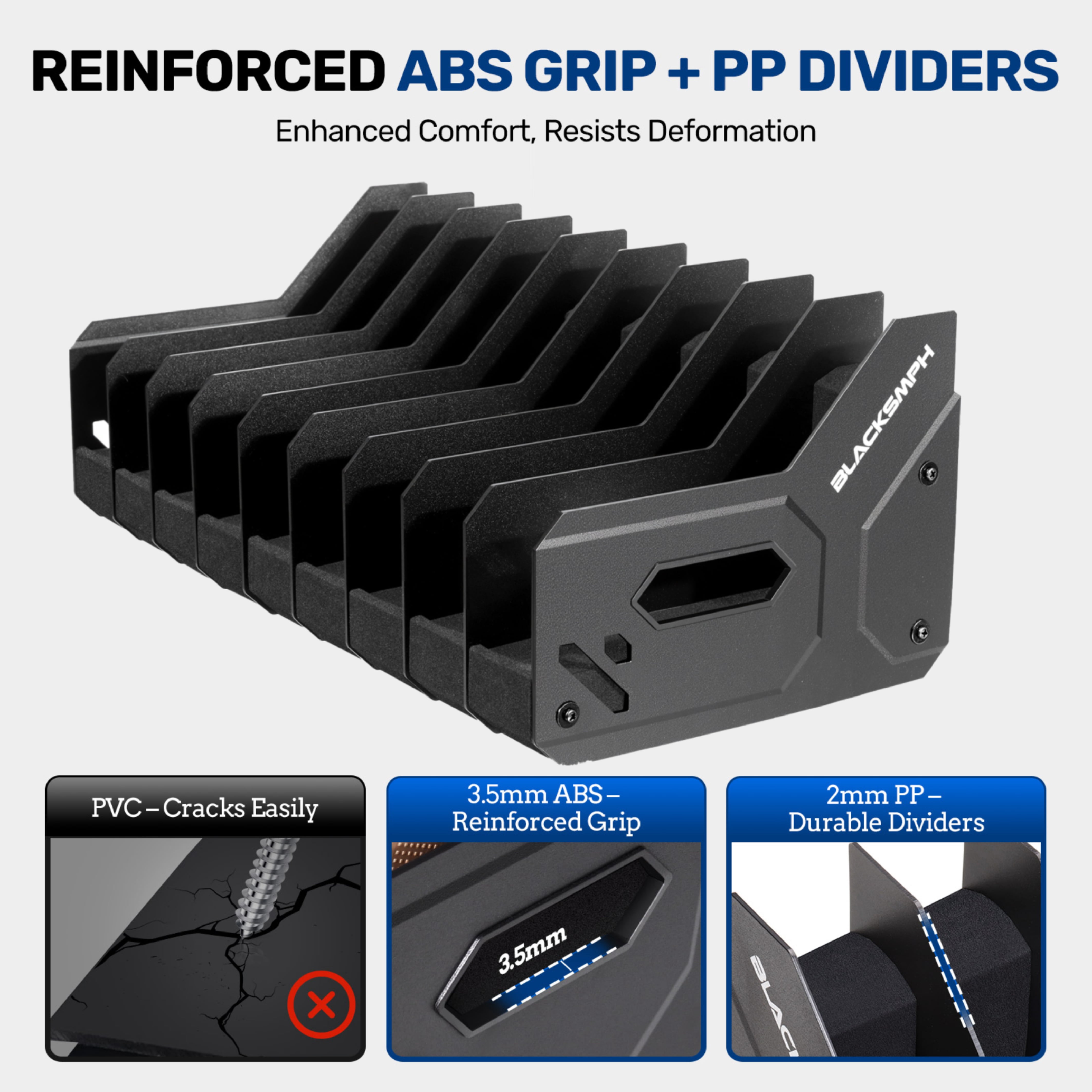 Blacksmith Pistol Rack Handgun Stand Fit 9 Guns XL 2 Inch Slot Wide Black