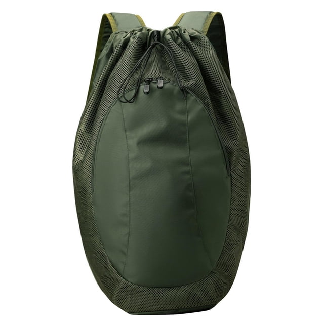 koolsoo Drawstring Backpack Fitness Drawstring Gym Bag for Shopping Badminton Tennis Green