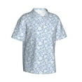 thumbnail image 5 of Wukai Gray White Floral Men's Hawaiian Shirt Short Sleeve Casual Button Down Summer Beach Aloha Shirt Tropical Print Holiday Party, 5 of 8