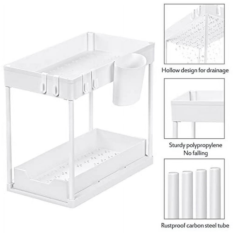 Puricon 2 Pack Under Sink Organizers and Storage Pull Out Sliding Drawer, 2 Tier Multi-Purpose Kitchen Under The Sink Organizer Under Bathroom Sink