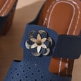 thumbnail image 6 of KEGIRLOM Women Fashionable And Casual Summer Flower Fish-Mouth Head Comfortable And Breathable Large Size Thick High-Heeled Sandals Navy 5.5, 6 of 9
