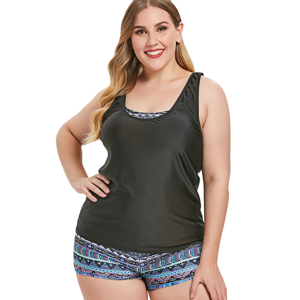 BoyNewYork Womens Beach Tank Top Tribal Printed Tankini Swimdress