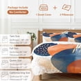 thumbnail image 6 of 3 Piece Navy Blue Burnt Orange Duvet Cover Set Full Size, Microfiber Comforter/Quilt Cover with Corner Ties and 2 Pillowcases, Abstract Modern Geometric All Season Soft Bedding with Zipper Closure, 6 of 8