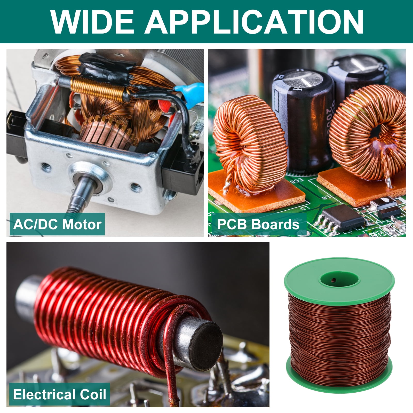 20 AWG Magnet Wire, 20 Gauge Enameled Copper Wire, 1 Lb Magnetic Coil Wire for Transformer, Motor, Electric, 180C(356F)