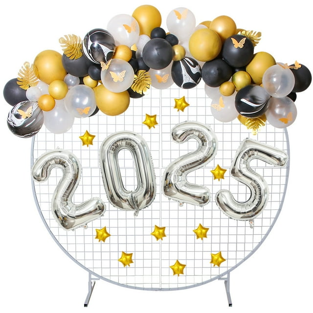2 juegos de suministros para la fiesta de Nochevieja 2025, globos de arco de globos de Feliz Año Nuevo 2025, globos de botella para fiesta de Año Nuevo 2025