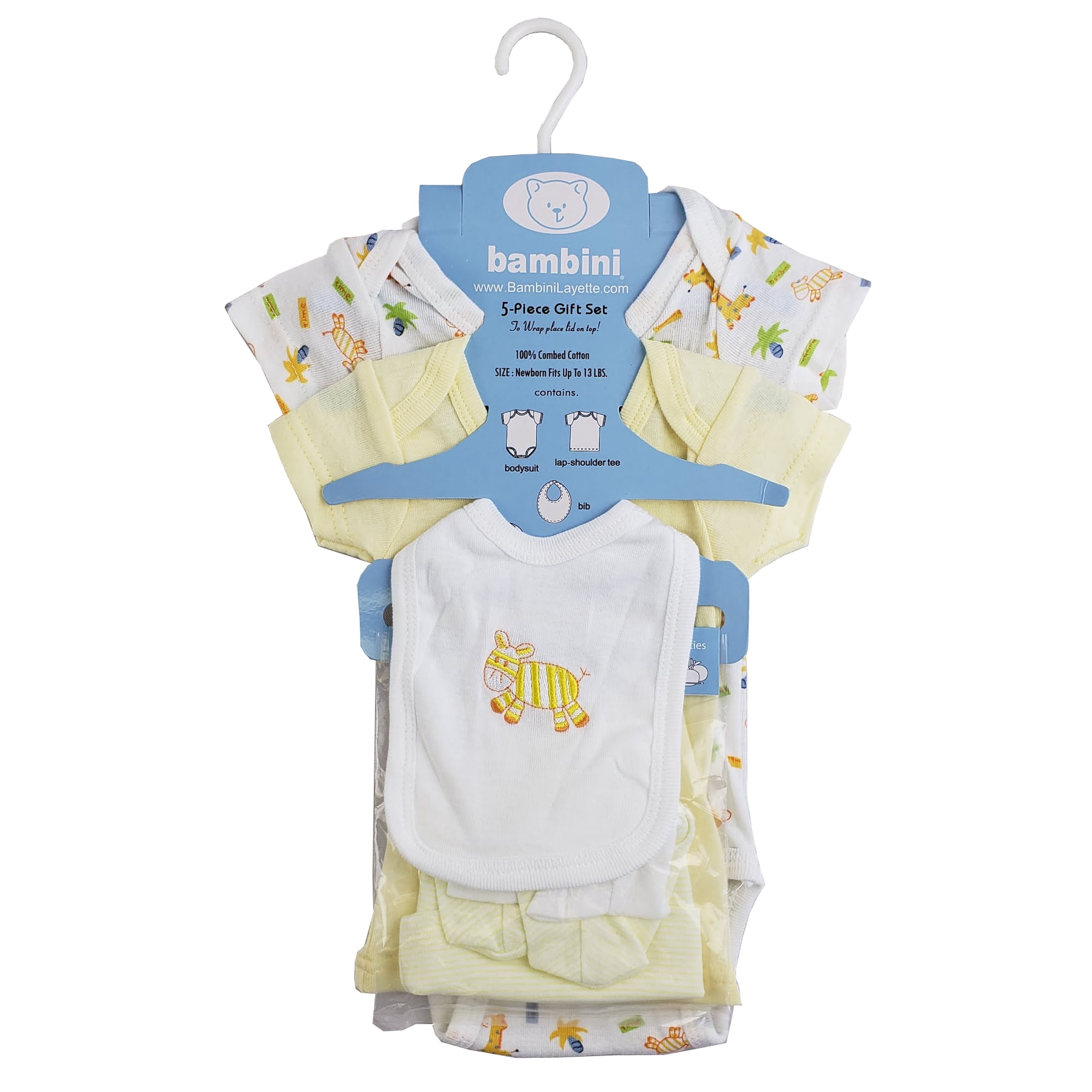 1401Y Pastel Interlock Hanging Gift Set, Yellow - Newborn - 5 Piece