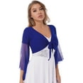 thumbnail image 3 of CHICTRY Womens Lace-up Belly Dance Tops V Neck Mesh Long Flare Sleeve Shawl Shrug Bolero Dancewear Royal Blue One Size, 3 of 7