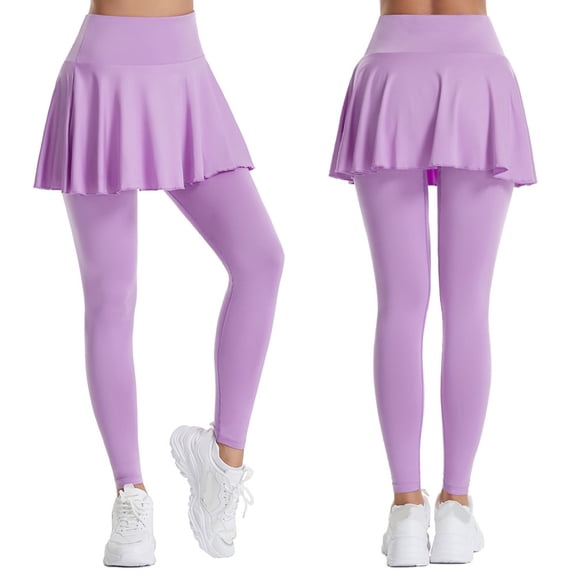 Tennis Skirted Leggings with Pockets for Women Active Skort Athletic Ruffle Pleated Golf Skapri with Skirt