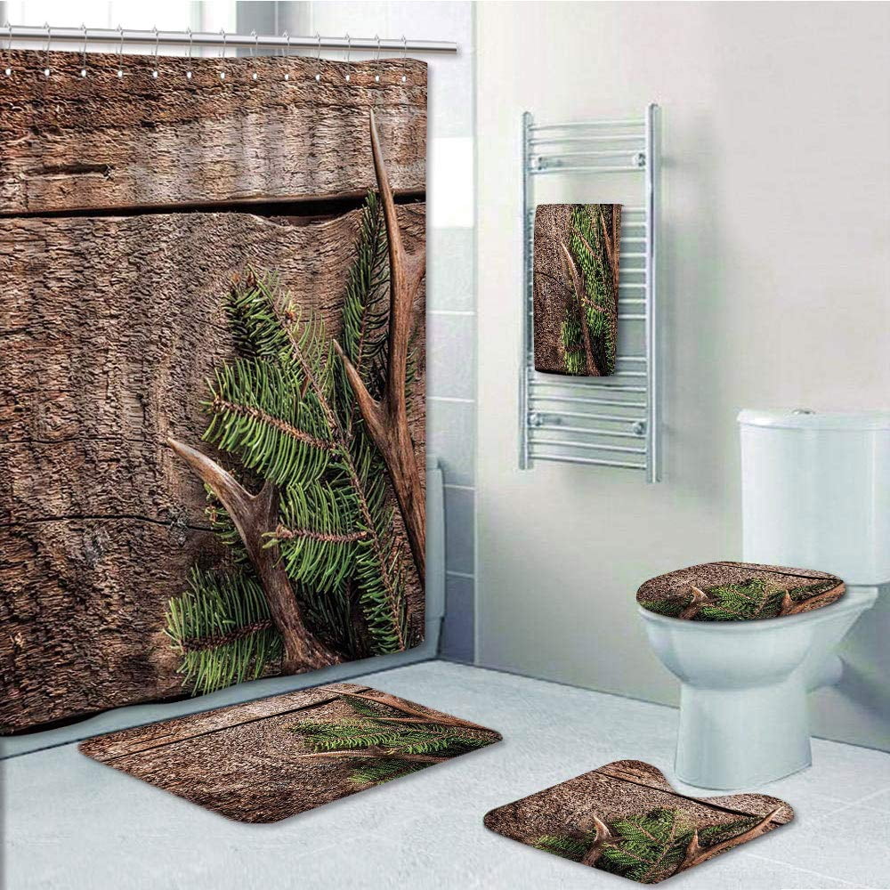 PRTAU Ever Branch with Deer Antler Against Rustic Wooden 5 Piece