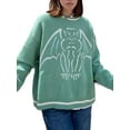 thumbnail image 2 of hirigin Women's Round Neck Sweaters, Long Sleeve Animal Monster Print Loose Fit Knit Tops, 2 of 9