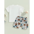 thumbnail image 3 of Toddler Boys Summer Outfit Sets White Short Sleeve Letter Print Tops + Baseball Print Shorts 1 Months-3 Years, 3 of 7