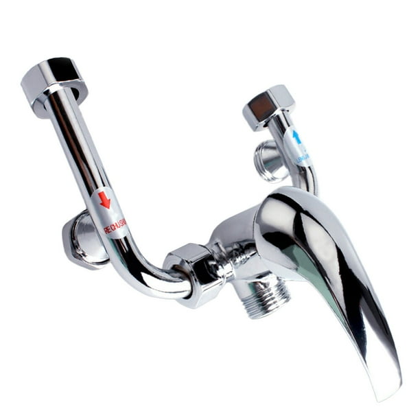 Grifo monomando de baño de aleación para pared, para bañera, ducha, agua fría y caliente (plateado)