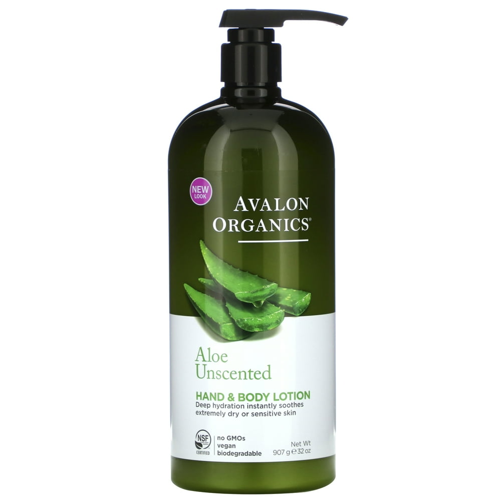 Avalon Organics Hand & Body Lotion, Aloe Unscented, 32 oz (907 g)