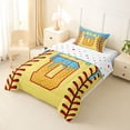 thumbnail image 3 of Erosebridal Light Blue Dripping Baseball Stitch & Waffle Letter D Graphic Twin Comforter Sets 3-Piece, Alphabet Graphic Bedding Set for Boys And Girls Kids,Luxury Bedroom Decor, 3 of 6