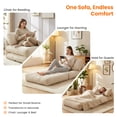 thumbnail image 4 of Puremind Folding Sofa Bed, Convertible Floor Couch for Adults/Kids, Corduroy Fold Out Chair Bed with Pillow for Living Room/Bedroom, Beige, 4 of 7