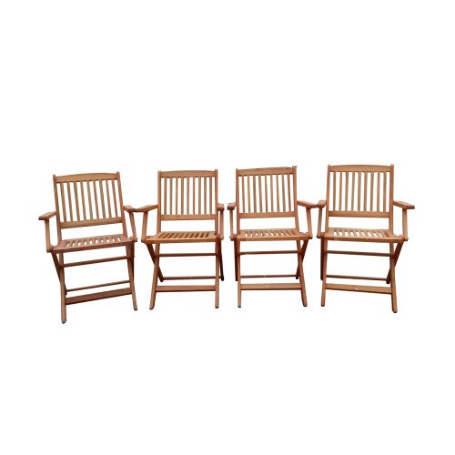Folding Chairs Set of 4, Solid Wood Folding Chairs with Slatted Seat, Portable Event Chairs for Dining Room, Kitchen, Wedding & Party, Brown