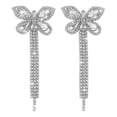 thumbnail image 4 of 1 par de aretes de cadena de garra de lujo ligeros con diamantes de imitación y borlas de mariposa. Temperamento Versa. Color champán. Código de producto: 65752. Color champán., 4 of 5