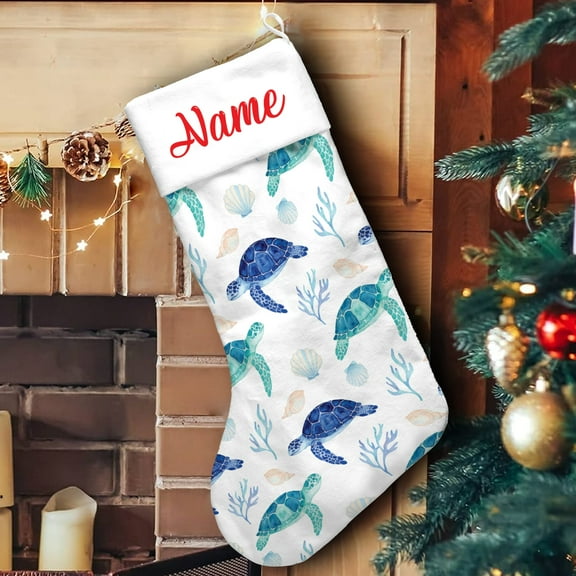 Lotusprinthandmade Personalized Cute Labrador Retriever Dog Lovers Christmas Stocking (M), Ocean Lovers Coastal Beach Holiday Decor