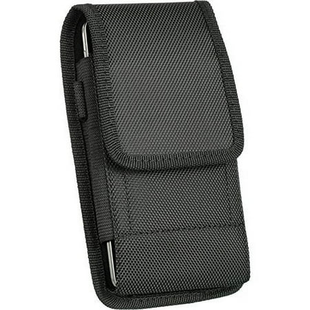XXL Large Size Black Tough Nylon Vertical Pouch Case Duty Metal Clip HolsterFor Huawei Ascend Mate 2 II