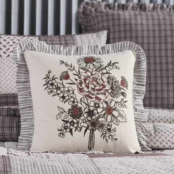 VHC Brands, Florette Floral Bouquet Ruffled Pillow, 18x18